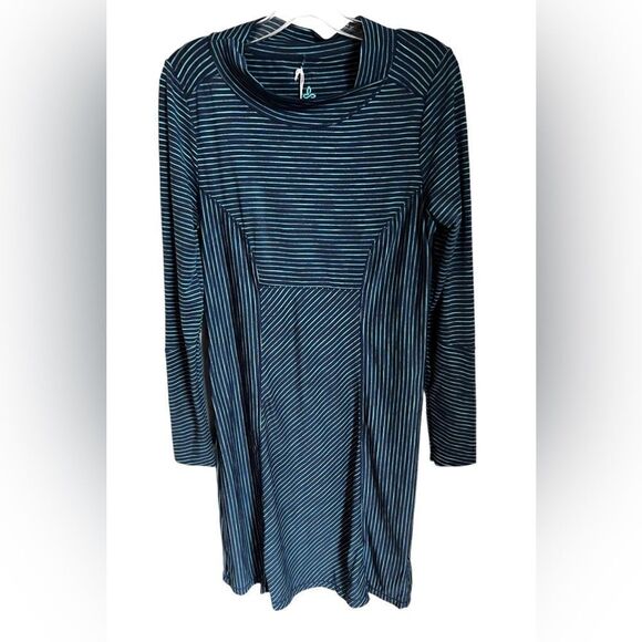 PRANA Blue Stripe Scramble Dress Size Medium - Picture 2 of 6